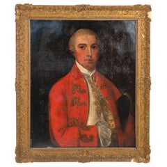 Ritratto di uomo georgiano inglese con cappotto rosso