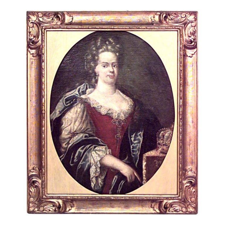 French Louis XVI Crowned Lady Portrait