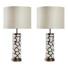 Pair of Elegant Italian Table Lamp "Blown Clouds"