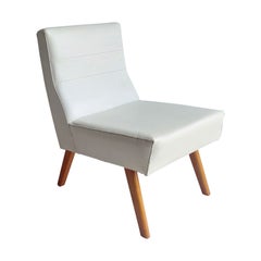 Mid Century Scandinavian Teak And Vinyl Lounge Chair cocktail bedroom chair 60s