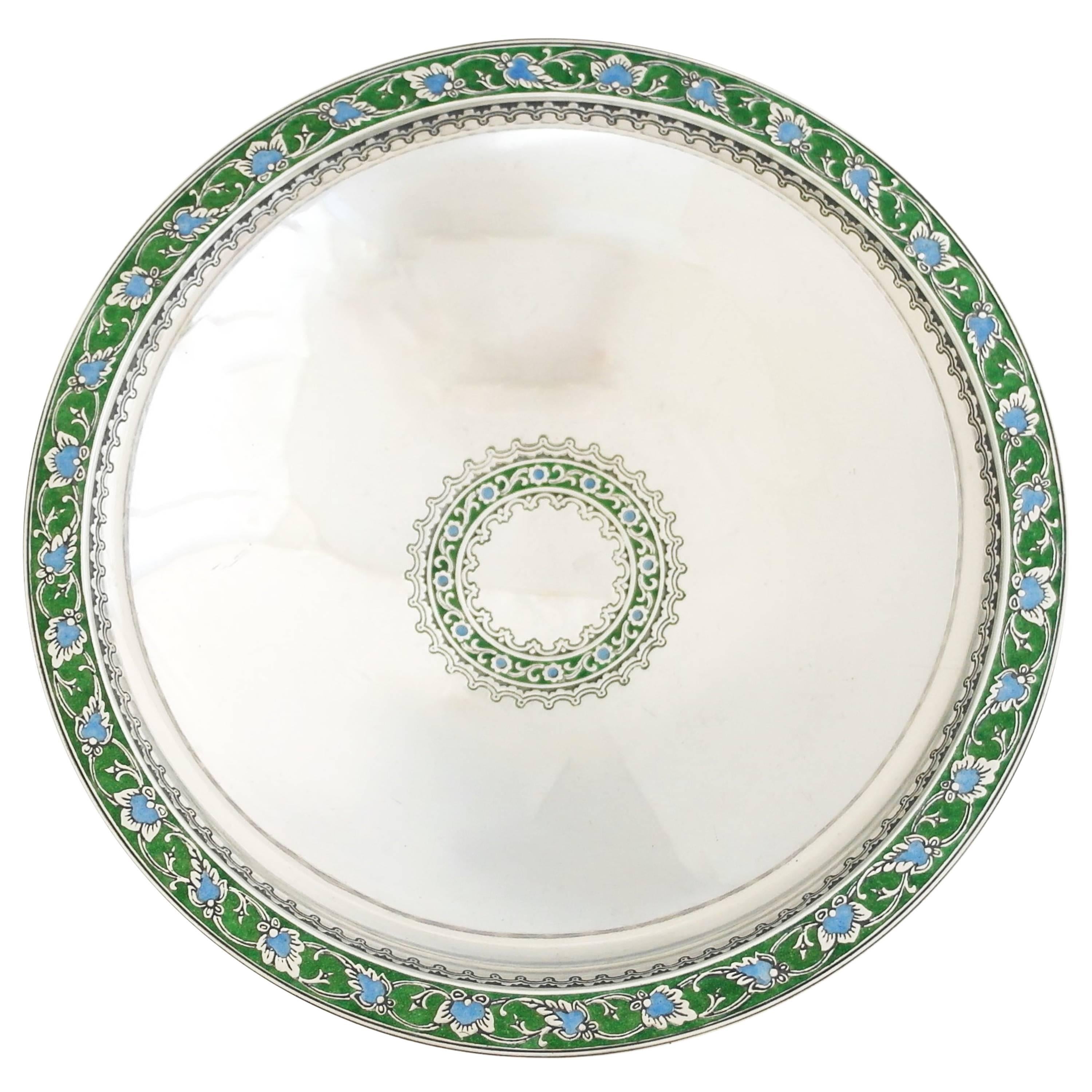 Spectacular Tiffany & Co Art Deco Sterling Silver & Enamel Centerpiece Bowl 1920