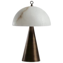 Elegante italienische Tischleuchte 'Fungotto' aus gebürsteter Bronze