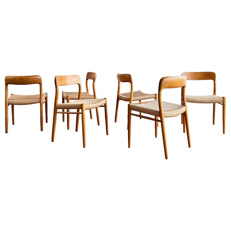 Niels Otto Møller for J.L. Møllers Møbelfabrik dining chairs, 1950s, offered by mucmodern