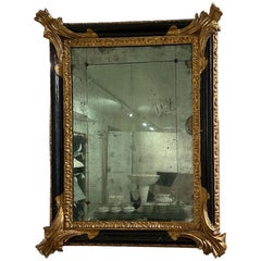 17th Century Venetian Ebonized and Giltwood Mirror