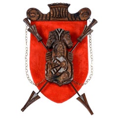 Witco Red Faux Fur Cedar Wood Carved Shield Knight and Spears