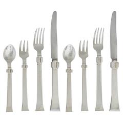 Super Rare Set for Eight Antonio Pineda Sterling Silver Flatware 1950 34 pieces