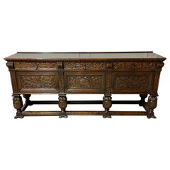 Spanish renaissance style oak sideboard / dresser base / server