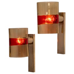 Rare pair of Flavio Poli wall lights for Seguso