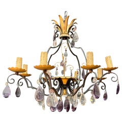 Maison Baguès Large Bronze and Crystal Chandelier