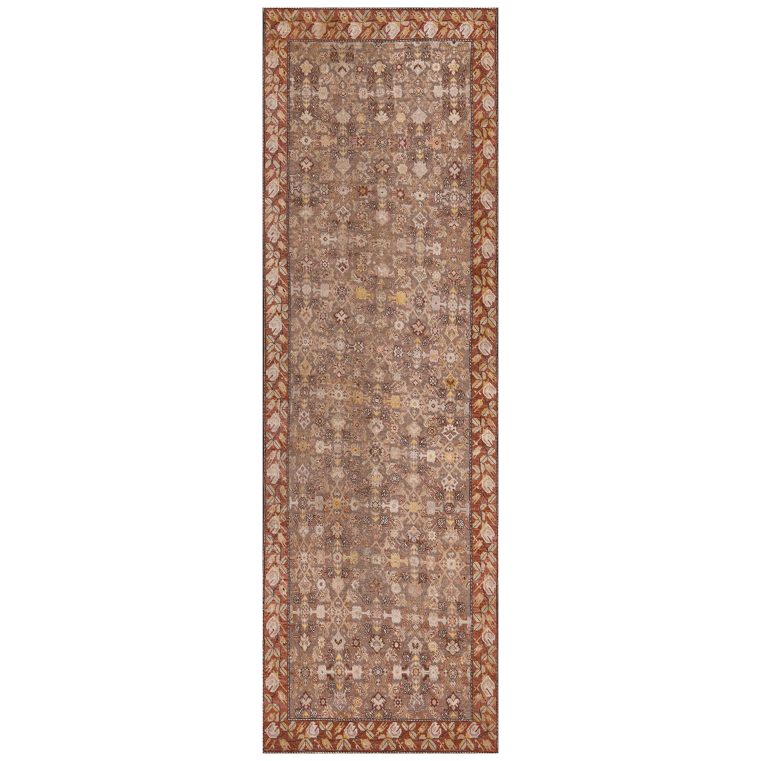 Chemin de table antique en laine tissée à la main Herati Karabagh avec motifs floraux