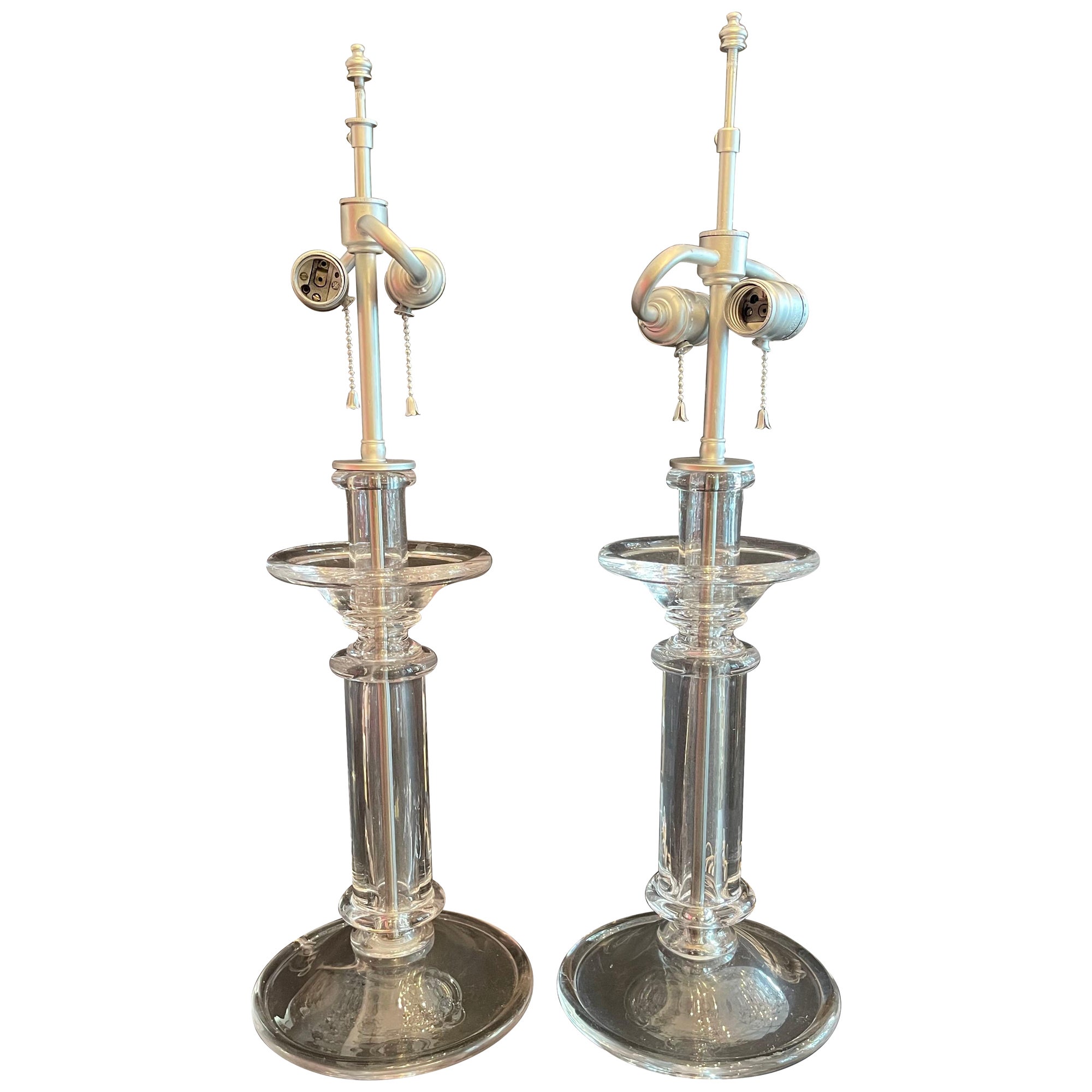 Wonderful Pair Mid Century Modern Murano Art Glass Candlestick Lamps