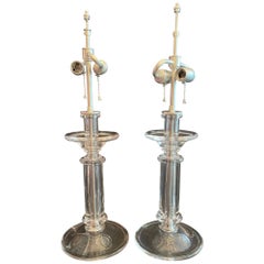 Wonderful Pair Mid Century Modern Murano Art Glass Candlestick Lamps