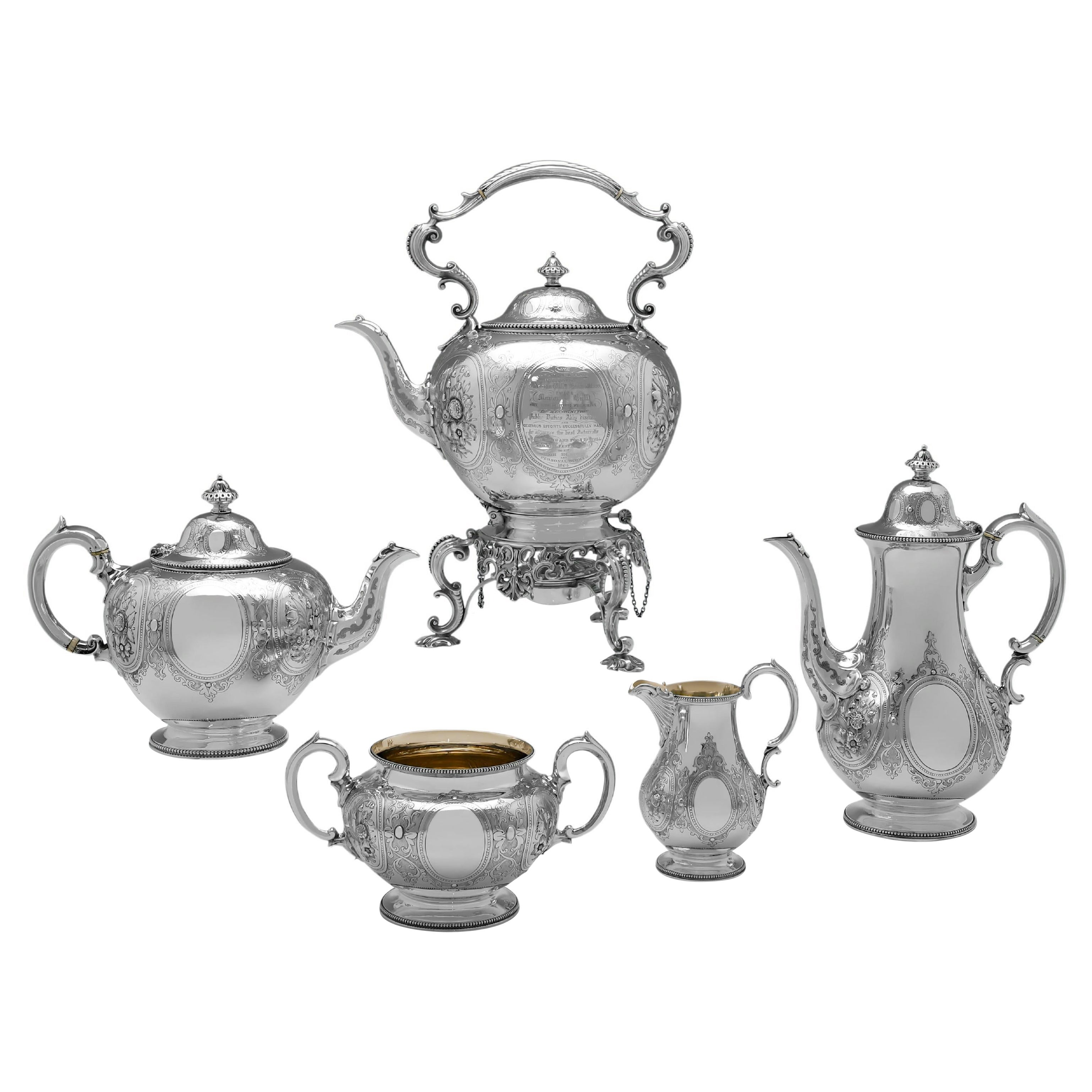Servicio Decorativo Victoriano de 5 Piezas para Té y Café de Barnards - Londres 1862