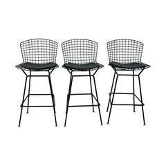 Set of Three Harry Bertoia Barstools for Knoll, Signed & New in Original Boxes