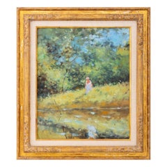 Frederick McDuff Woman by Pond Oil on Canvas