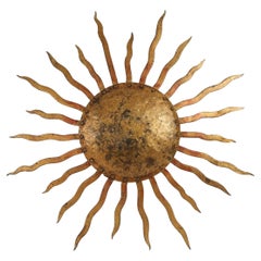 Gilt Metal Sunburst Wall Lamp  Sconce