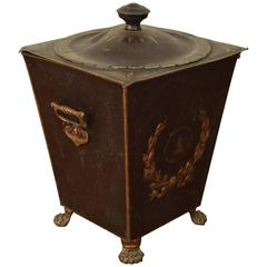 French Neoclassical Style Painted Tole Wastebasket
