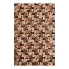 Tapis vintage Zeki Müren en beige-brun avec motifs géométriques, de Rug & Kilim