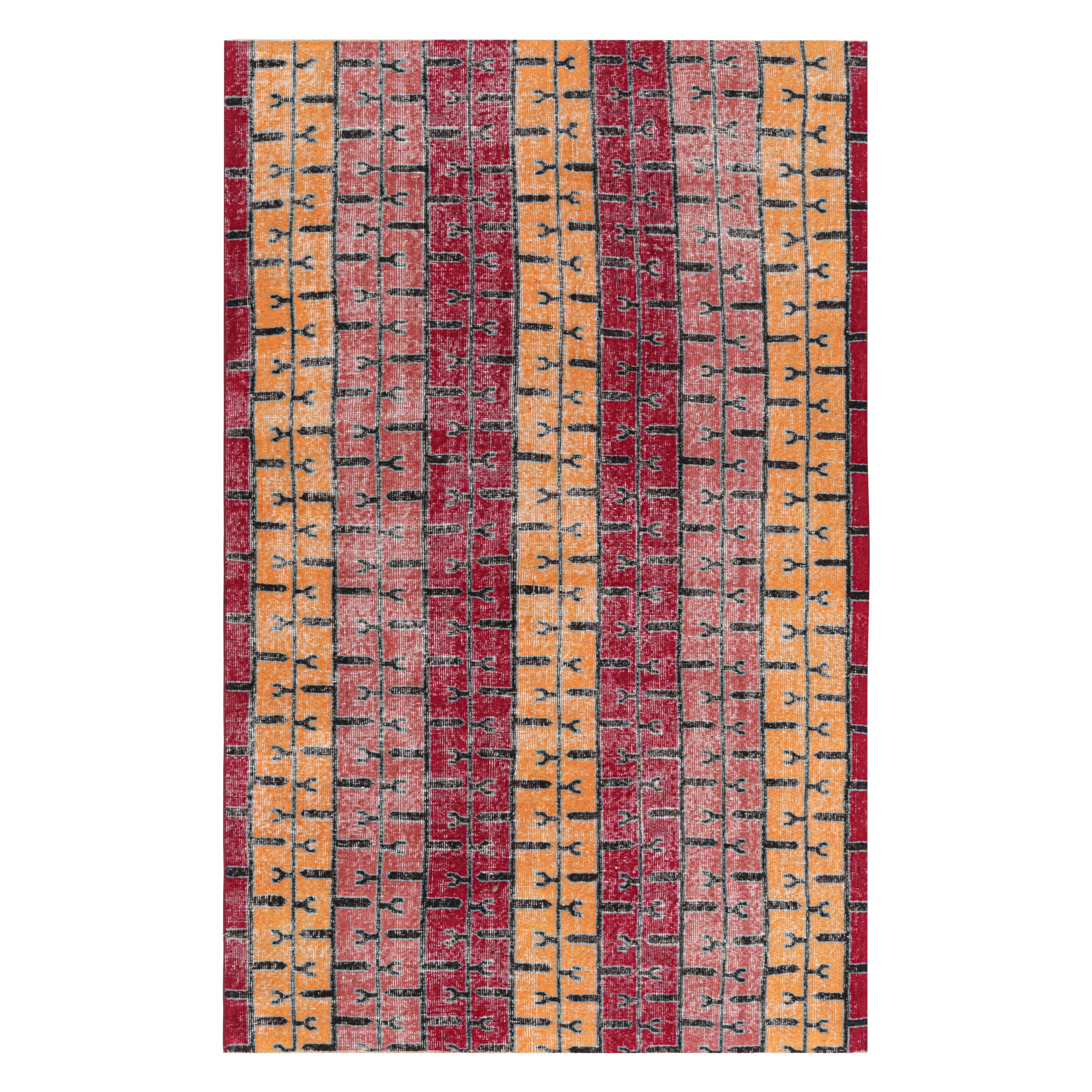 Vintage Zeki Müren Rug with Polychromatic Geometric Stripes from Rug & Kilim