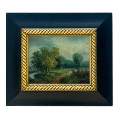 Paesaggio originale vintage boho olio su tela