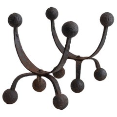 Mid Century Schmiedeeisen Andirons