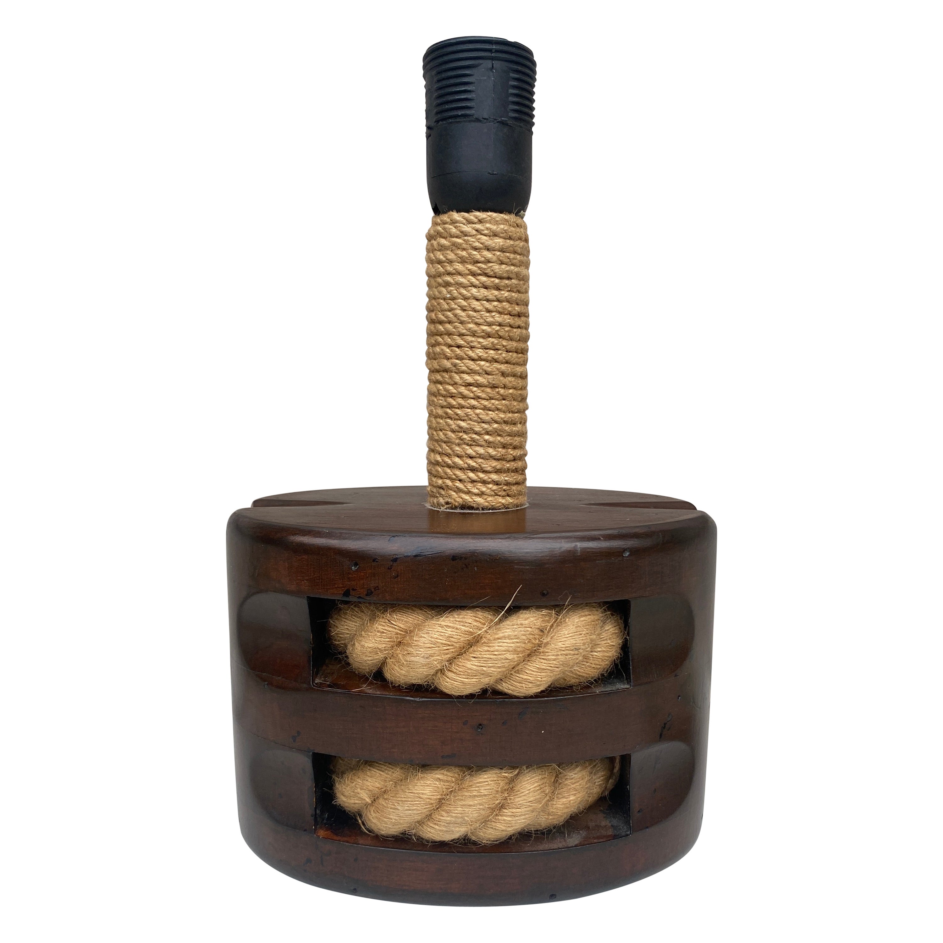 Lampada in corda e legno di metà secolo Adrien Audoux and Frida Minet, circa 1960 in vendita