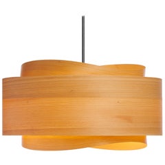 Mid Century Cypress Wood Veneer 23" Chandelier Pendant