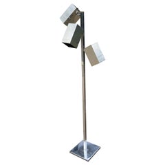 Robert Sonneman for Koch & Lowy Chrome Cubist Modern Floor Lamp