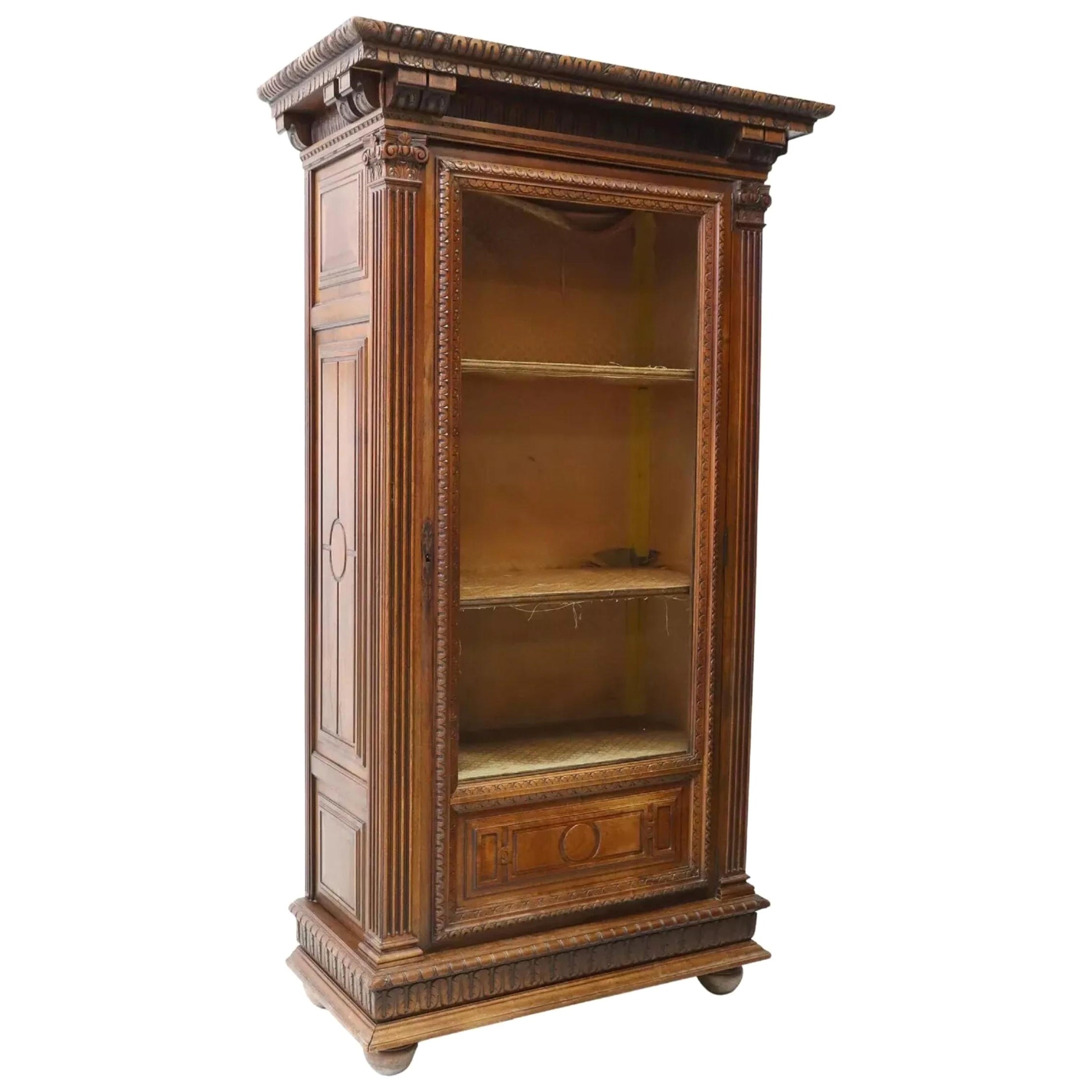 ¡Antiguo Renacimiento Francés de 1800, Nogal, Vitrina, Armario, Librería!