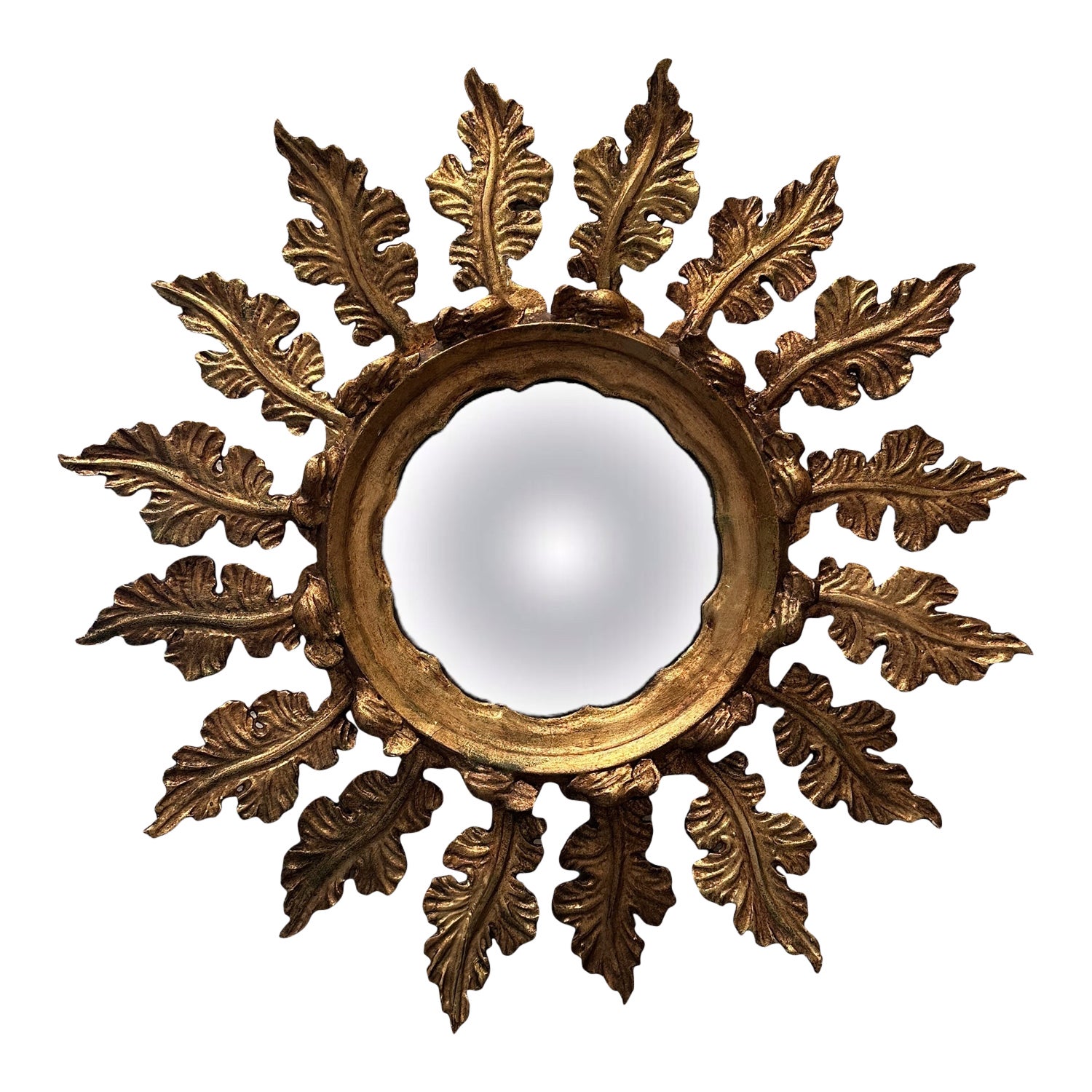Atemberaubende außergewöhnliche Starburst Sunburst vergoldetes Holz konvexen Spiegel, Deutschland 1900s