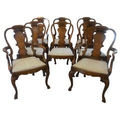 Outstanding Quality Set of 8 Antique Victorian Burr Walnut Dining Chairs
