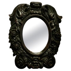 Gothic Carved Oak Oval Mirror  A lovely piece