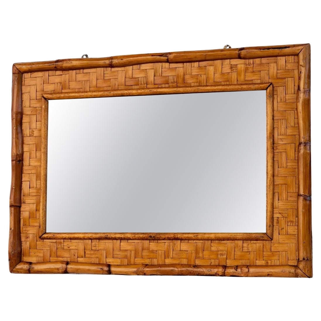 Rattan and woven bamboo mirror, 1960s