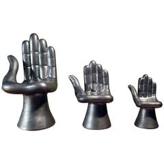 Hand Sculpture Collection in Ceramic Graphite Finish by Pedro Friedeberg