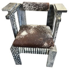 Show Stealer Artisan Made Painted and Cowhide Armchair