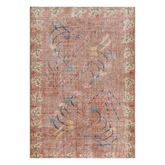 Tappeto Zeki Müren vintage in beige-marrone con motivi floreali, da Rug & Kilim