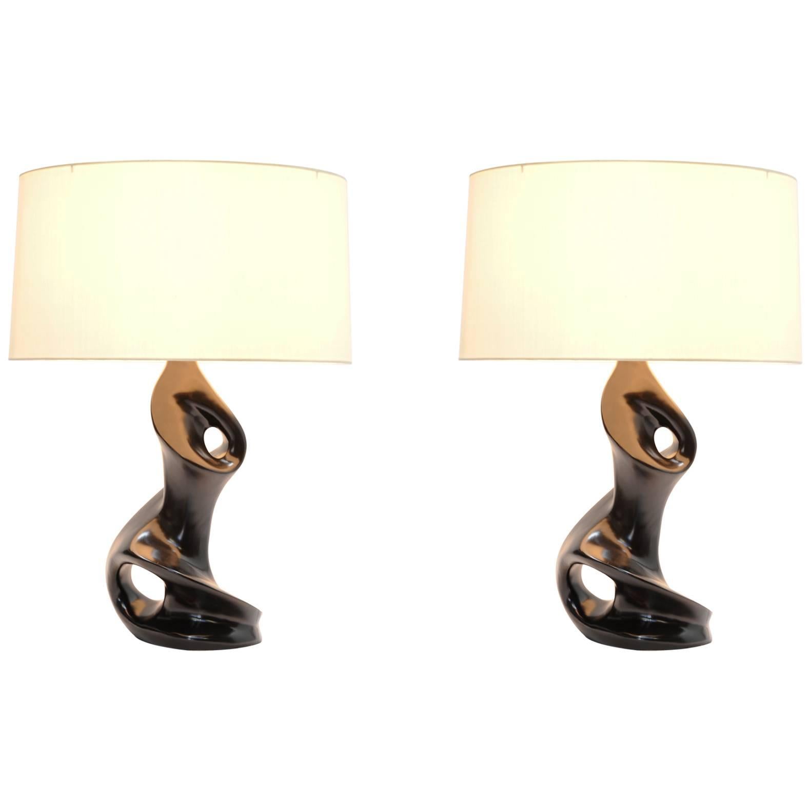 Pair of Sensual Lamps in the Manner of Paul Laszlo