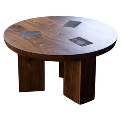 Tavolino rotondo in legno e bronzo in Wood Wood di Alabama Sawyer