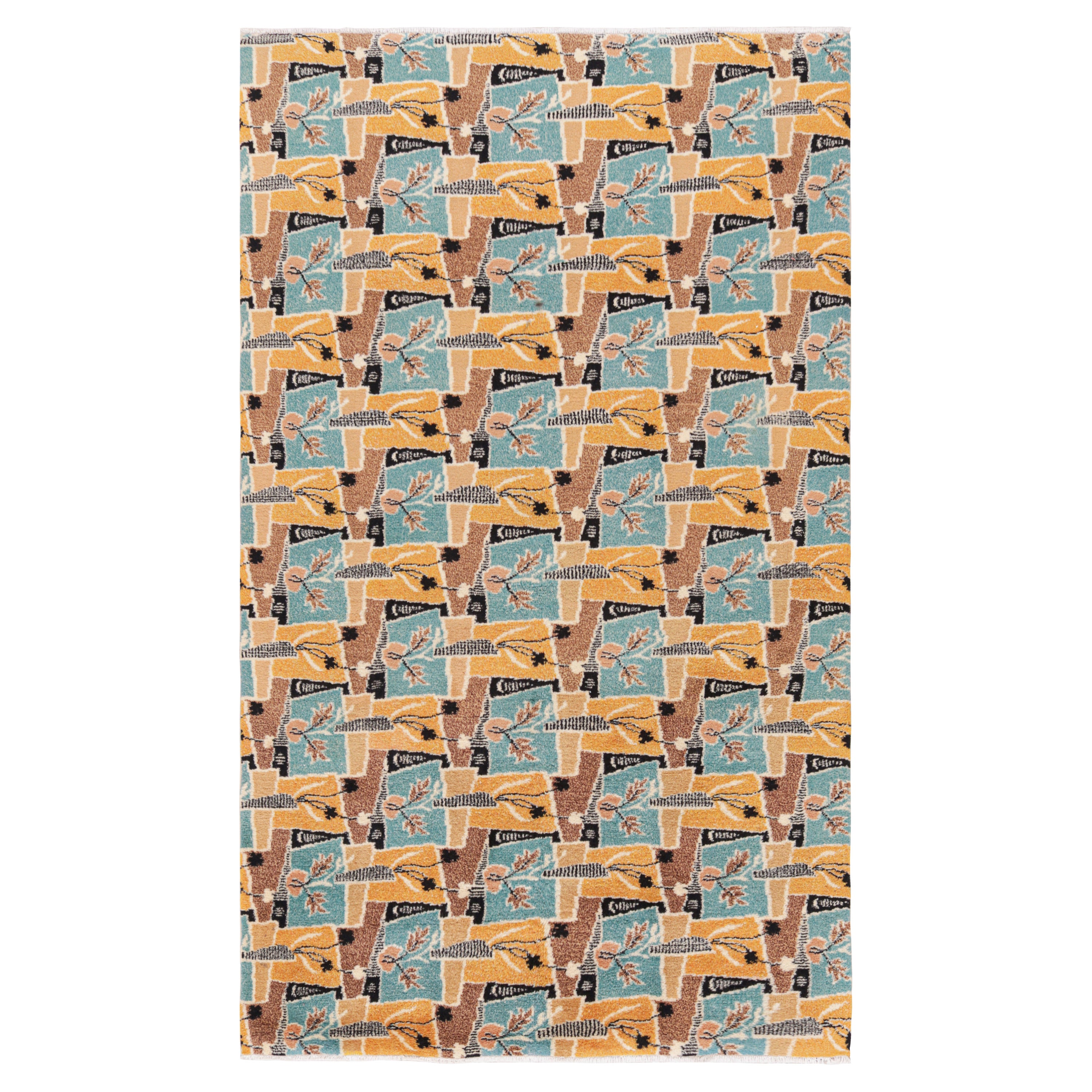 Vintage Zeki Müren Rug with Polychromatic Geometric Patterns, from Rug & Kilim