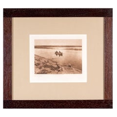 Edward S. Curtis (1868-1952) Escaso fotograbado en sepia titulado "Barqueras Cree"