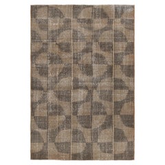 Tapis vintage Zeki Müren à motifs géométriques beige-brun, de Rug & Kilim
