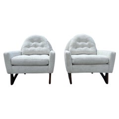Pair of Mid Century Lounge Chairs Attributed to Adrian Pearsall, Fabric, Walnut