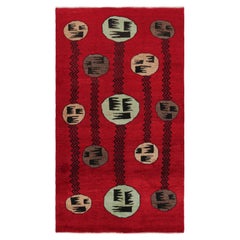 Tapis turc vintage rouge avec médaillons géométriques colorés, de Rug & Kilim