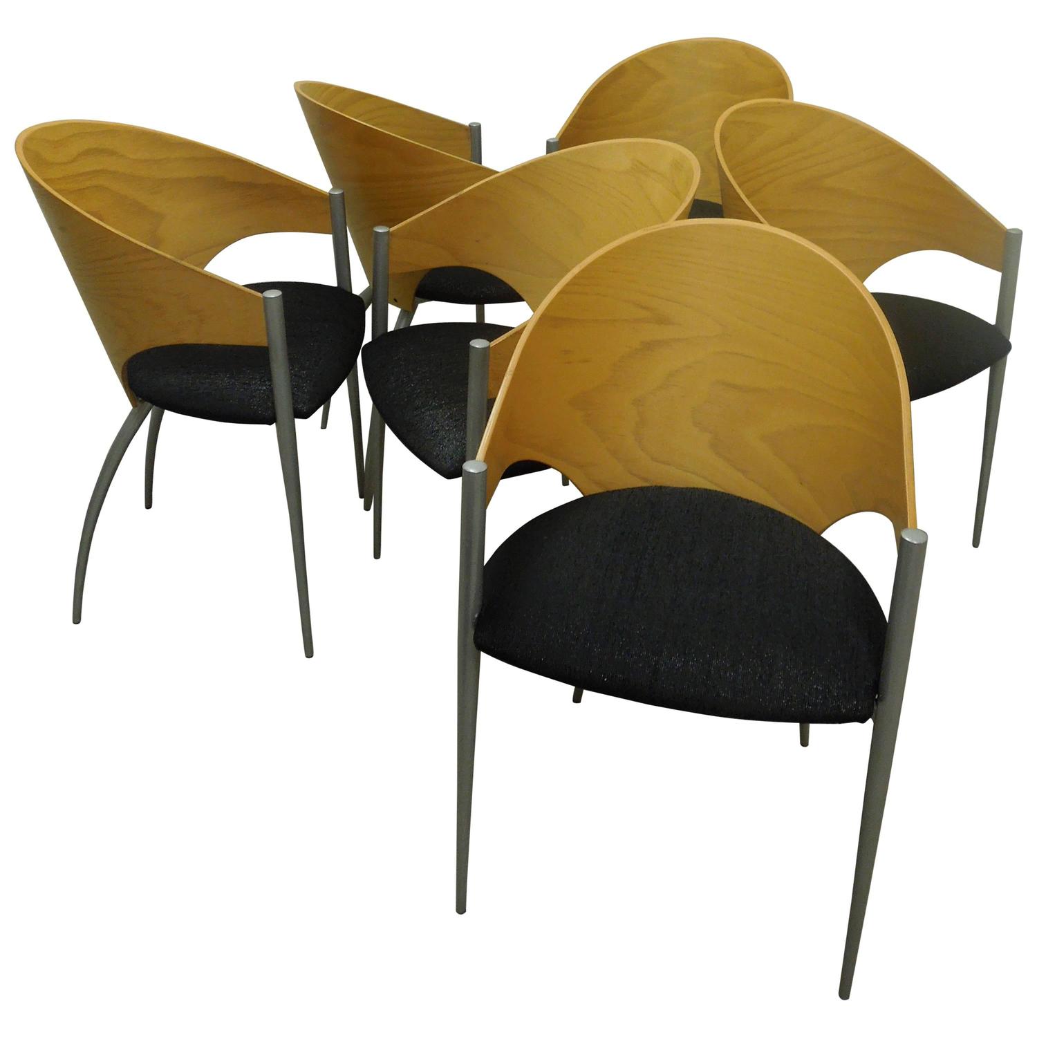 Rare Set of 6 80s Italian Modern Dining Chairs by Cattelan Italia at