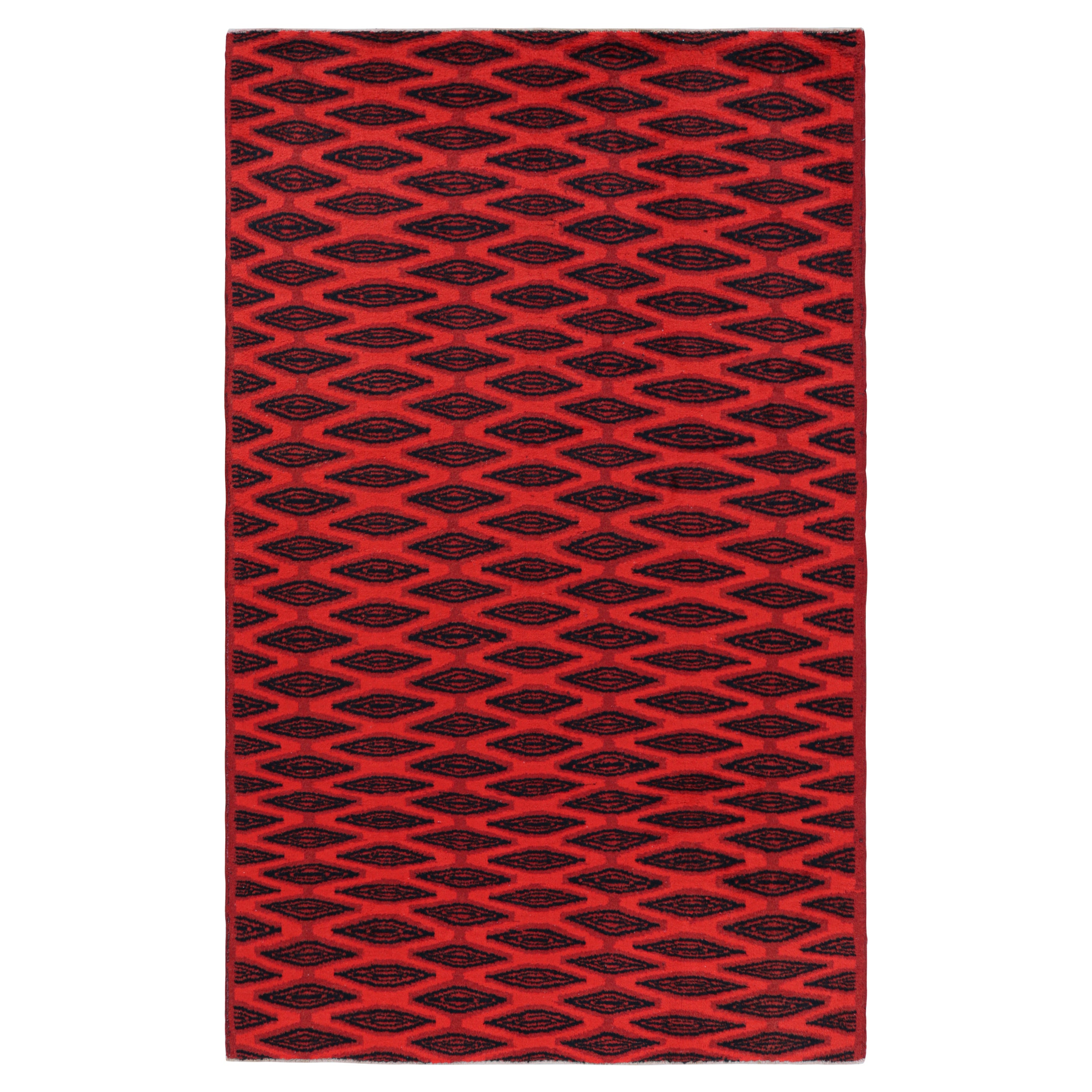 Vintage Zeki Müren Rug with Red and Black Geometric Patterns from Rug & Kilim