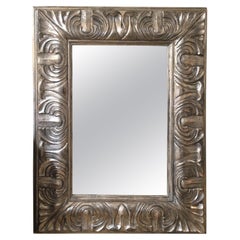 Contemporary Hand Carved and Hand Painted Antique Silvered Leaf Wall Mirror