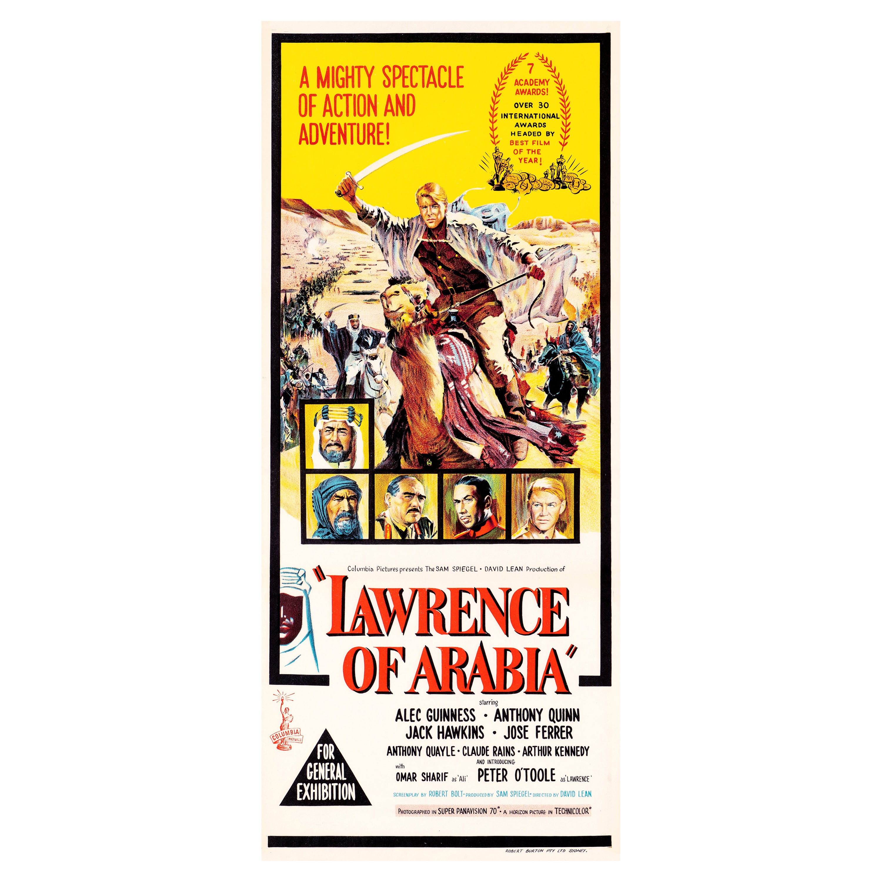 'Lawrence of Arabia' Original Vintage Australian Daybill Movie Poster, 1963