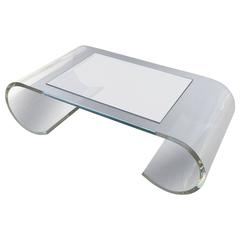 Lucite and Glass Scroll Coffee Table