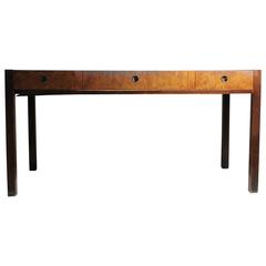 Vintage Mid-Century Burl Executive Desk by Century in style of Milo Baughman