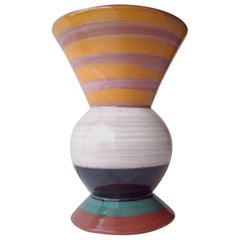 Peter Shire Signed Ceramic, Terra Cotta, Vase